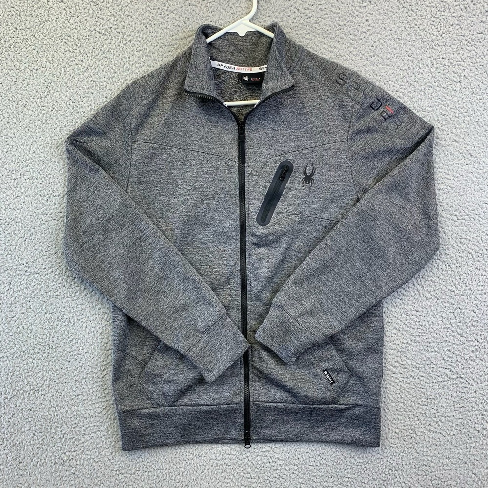 Spyder Active Mens ProW-B Full Zip Jacket Moisture Wicking Gray‎ Size Med